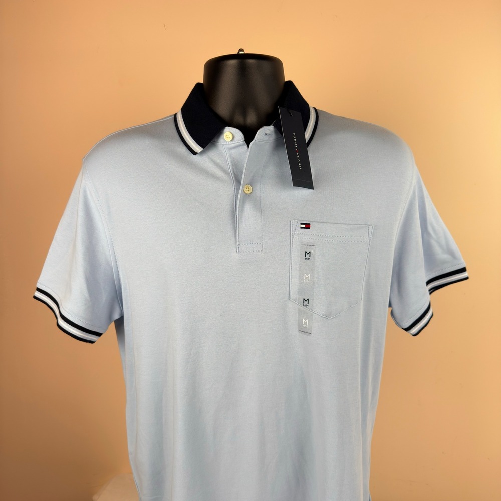 Tommy Hilfiger Mens Blue Short Sleeve Pocket Polo Shirt Medium XM03529 409 New